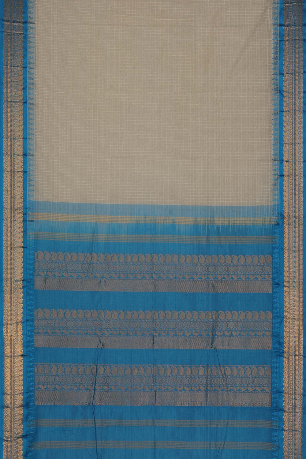Image of Gadwal Cotton Off-White Saree